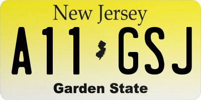 NJ license plate A11GSJ
