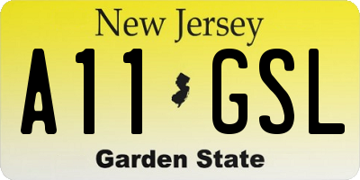 NJ license plate A11GSL