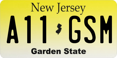 NJ license plate A11GSM