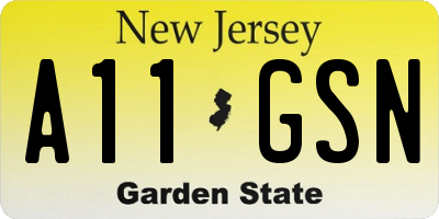 NJ license plate A11GSN