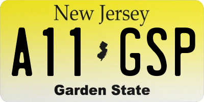 NJ license plate A11GSP