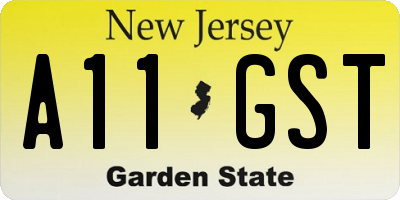 NJ license plate A11GST
