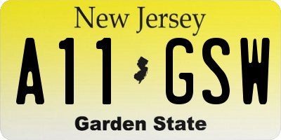 NJ license plate A11GSW