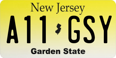NJ license plate A11GSY