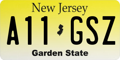 NJ license plate A11GSZ