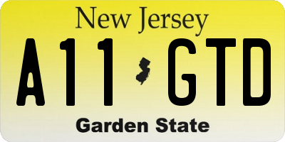 NJ license plate A11GTD