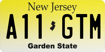NJ license plate A11GTM