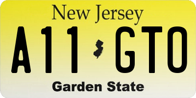 NJ license plate A11GTO