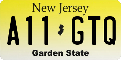 NJ license plate A11GTQ
