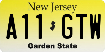 NJ license plate A11GTW