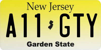 NJ license plate A11GTY