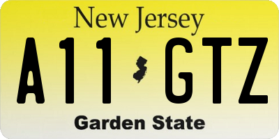 NJ license plate A11GTZ