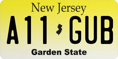 NJ license plate A11GUB