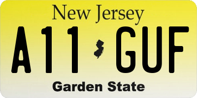 NJ license plate A11GUF