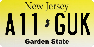 NJ license plate A11GUK