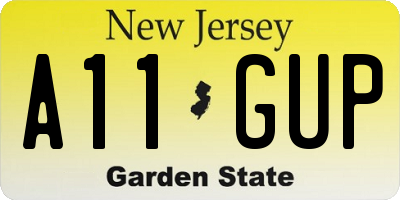 NJ license plate A11GUP