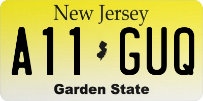 NJ license plate A11GUQ