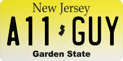 NJ license plate A11GUY