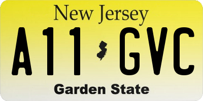 NJ license plate A11GVC