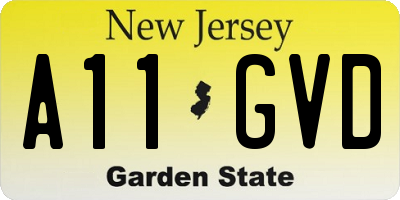 NJ license plate A11GVD