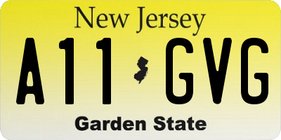 NJ license plate A11GVG