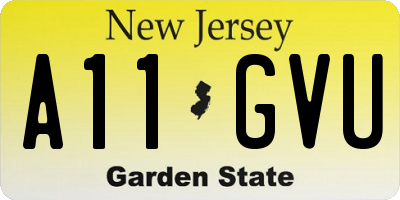 NJ license plate A11GVU