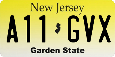 NJ license plate A11GVX