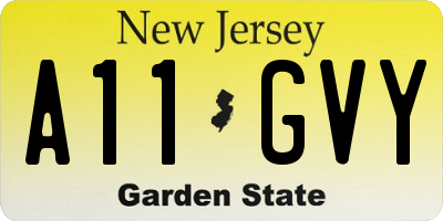 NJ license plate A11GVY
