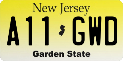 NJ license plate A11GWD