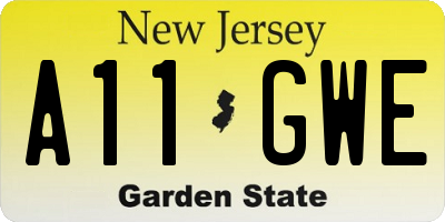 NJ license plate A11GWE