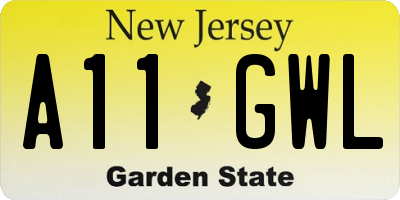 NJ license plate A11GWL