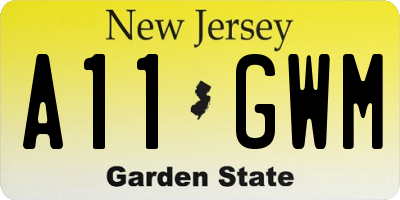 NJ license plate A11GWM