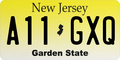 NJ license plate A11GXQ
