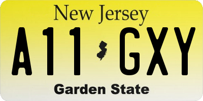 NJ license plate A11GXY