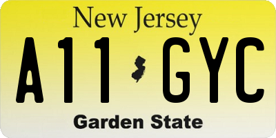 NJ license plate A11GYC