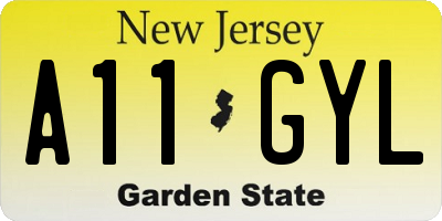 NJ license plate A11GYL