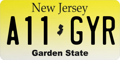 NJ license plate A11GYR