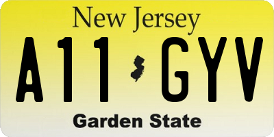 NJ license plate A11GYV