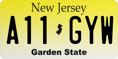 NJ license plate A11GYW