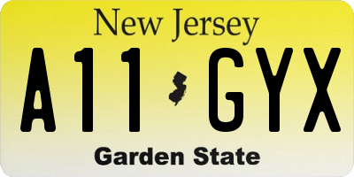 NJ license plate A11GYX