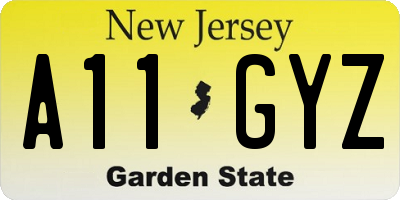 NJ license plate A11GYZ