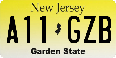 NJ license plate A11GZB