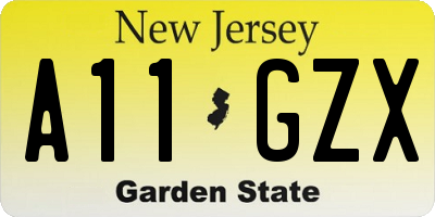 NJ license plate A11GZX