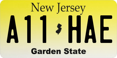 NJ license plate A11HAE