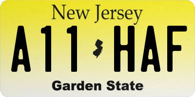 NJ license plate A11HAF
