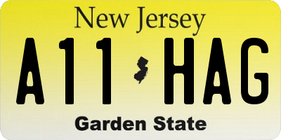 NJ license plate A11HAG