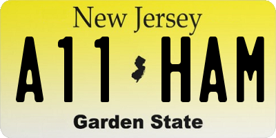 NJ license plate A11HAM