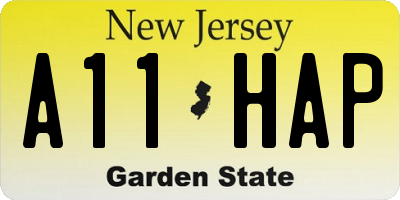 NJ license plate A11HAP