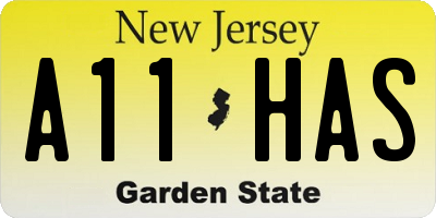 NJ license plate A11HAS