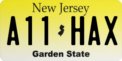 NJ license plate A11HAX
